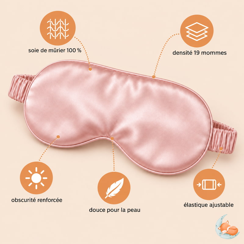Caractéristiques du masque de sommeil en soie, obscurité totale et confort