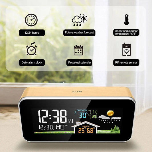 Reveil numerique bois temperature interieure exterieure MaDouceVeilleuse