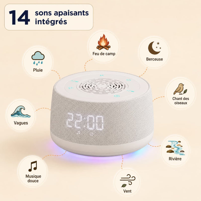 Réveil Bluetooth bruits blancs - WhiteRise