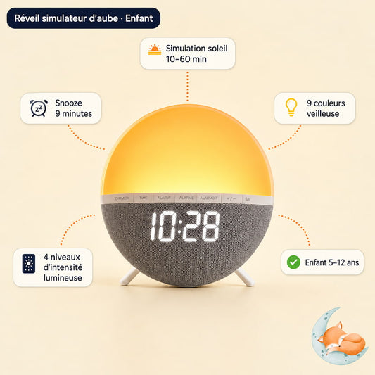 Réveil simulateur d'aube enfant - LumiAube