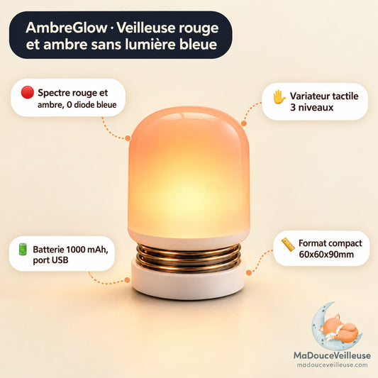 Veilleuse LED Monochromatique Sans Lumière Bleue - AmbreGlow