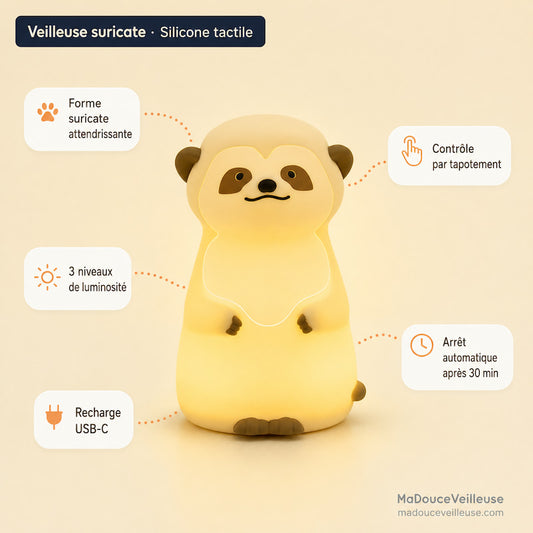 Veilleuse suricate tactile à 3 intensités