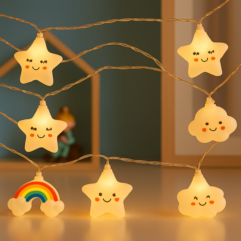 Veilleuse guirlande bébé nuages allumée  20 LED