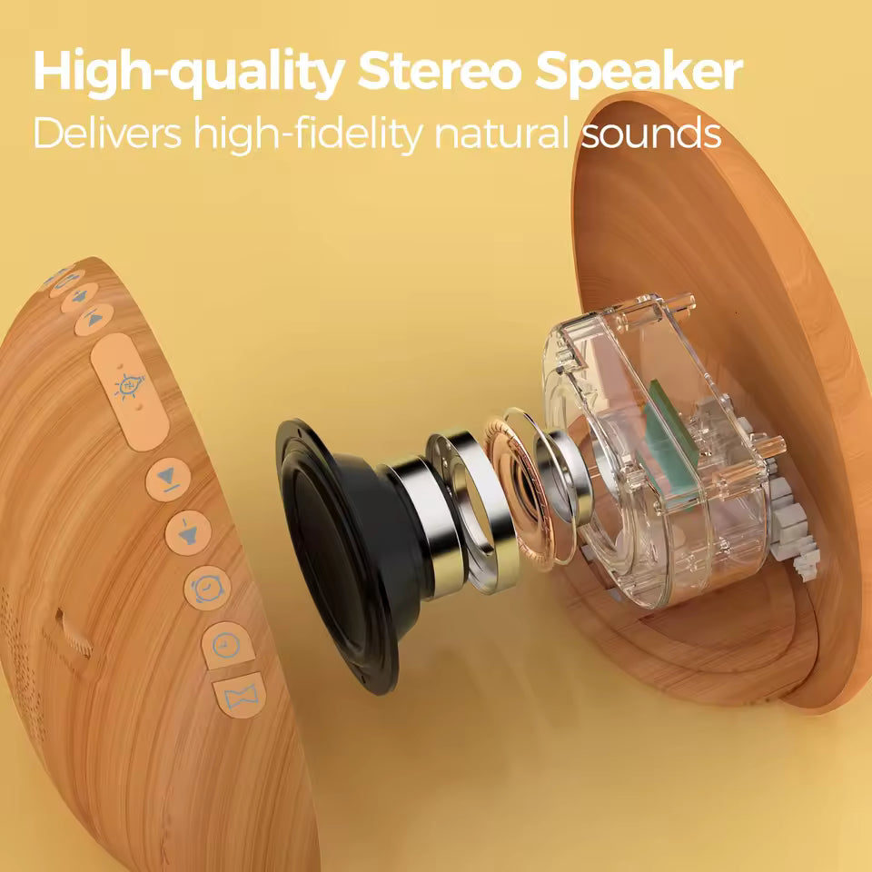 interieur du reveil forest rise, haut parleur qualitatif