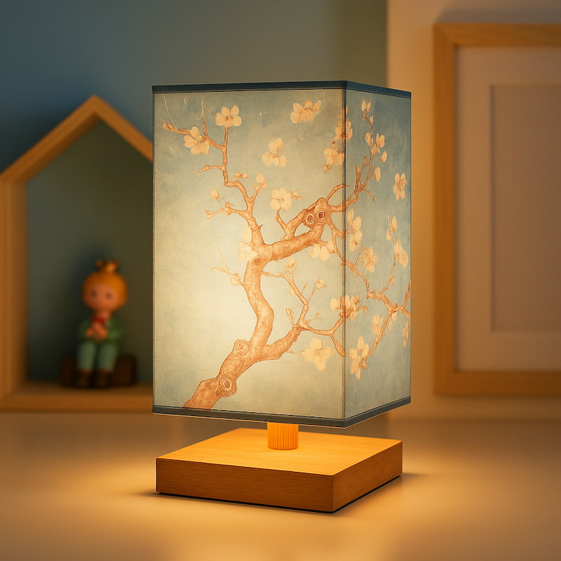 lampe de chevet japonaise motif cerisier