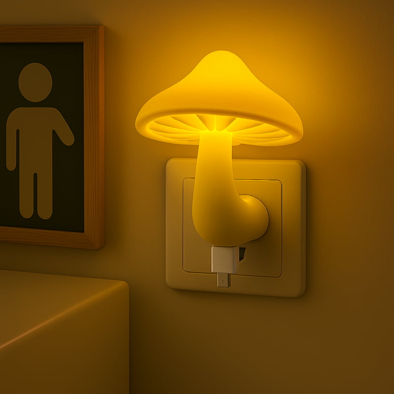 mini veilleuse champignon jaune branchée