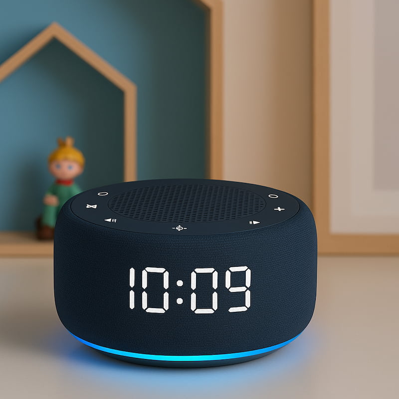 radio reveil arrondit bleu fonce