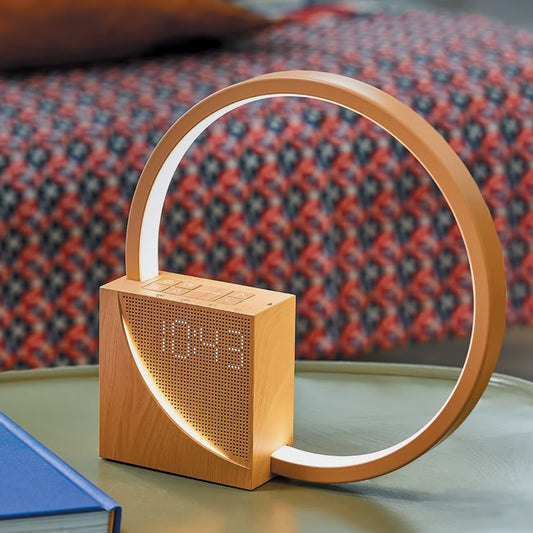 reveil bois design avec anneau lumineux pour chambre