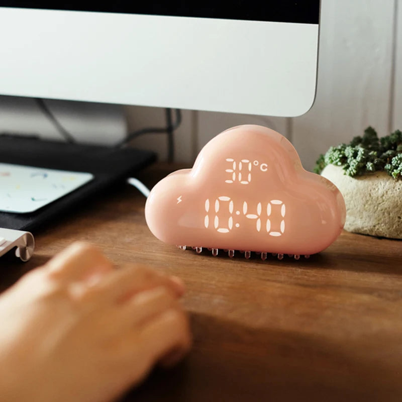 réveil nuage LED enfant avec heure et température