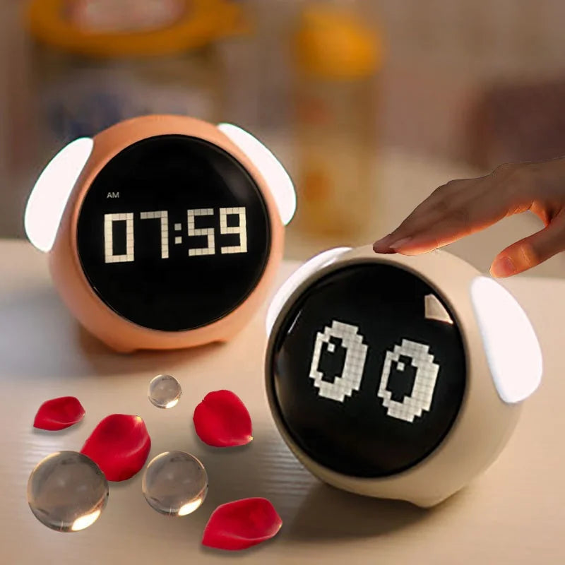 réveil numérique enfant LED rose avec température