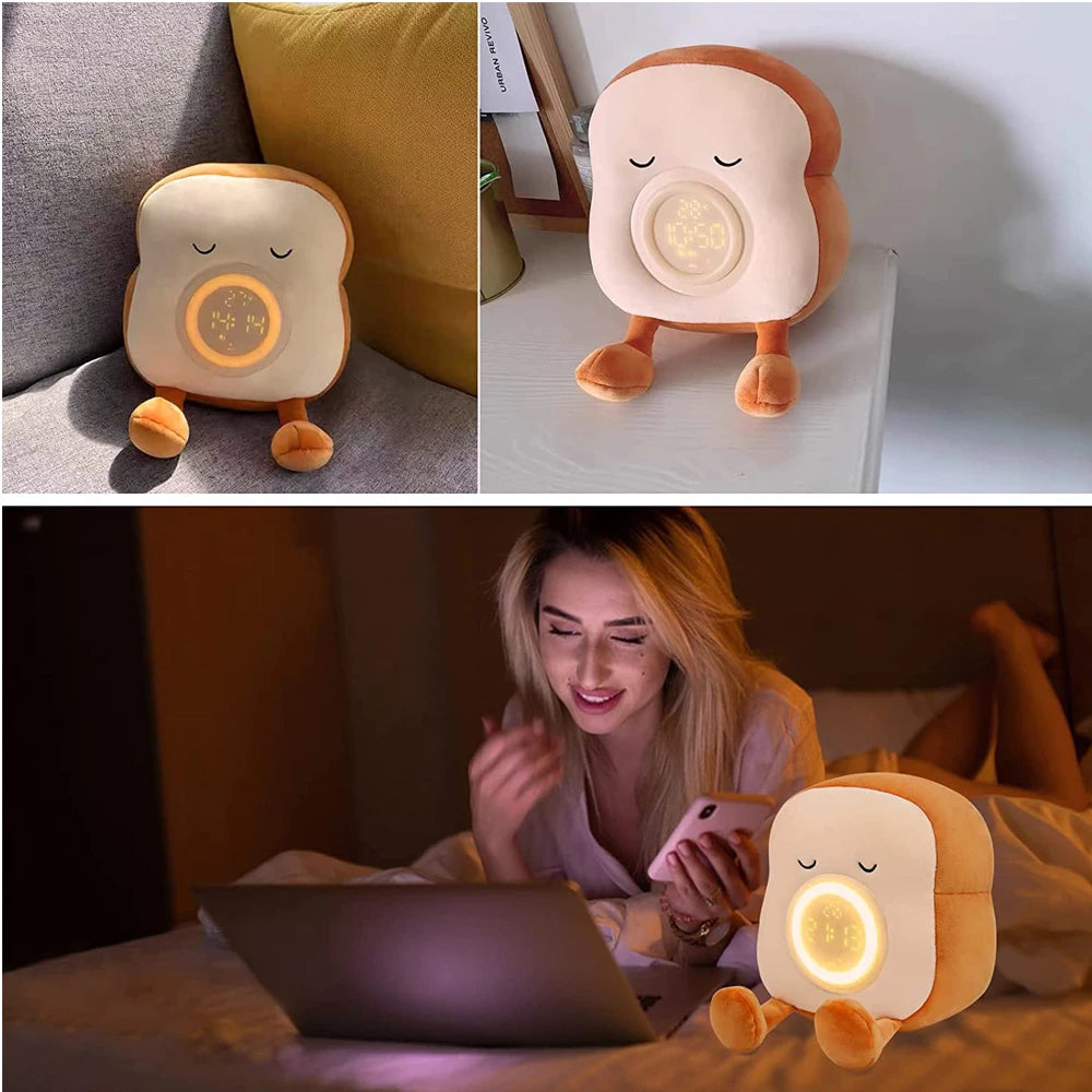 réveil peluche toast dans une chambre d’enfant apaisée
