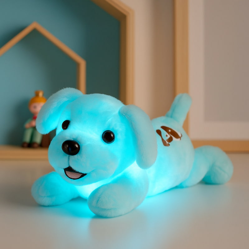 veilleuse peluche chien bleu