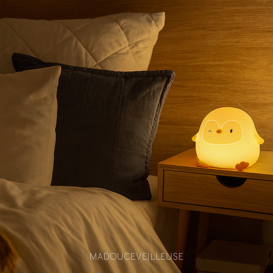 Veilleuse pingouin pour chambre d’enfant, lumière LED douce