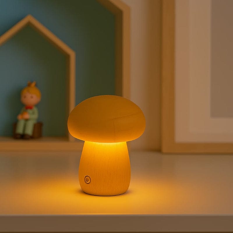 Veilleuse champignon en bois | MushGlow Bronze Madouceveilleuse