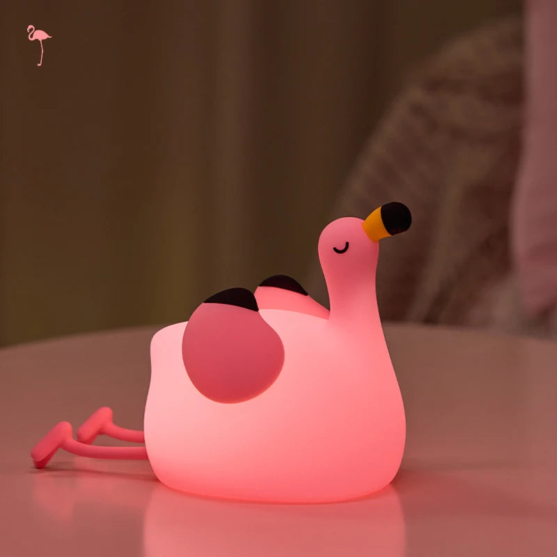 veilleuse flamant rose silicone douce pour bébé