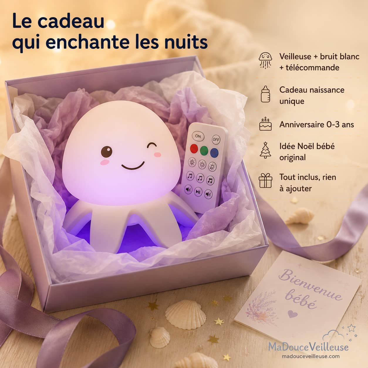 Veilleuse méduse bruit blanc - WhiteWave
