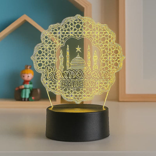 veilleuse Ramadan 3D lumière islamique jaune