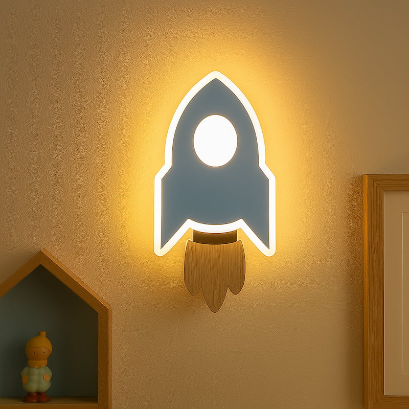 veilleuse murale bleu fusée enfant
