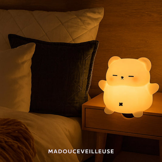 veilleuse tactile silicone forme ours endormi