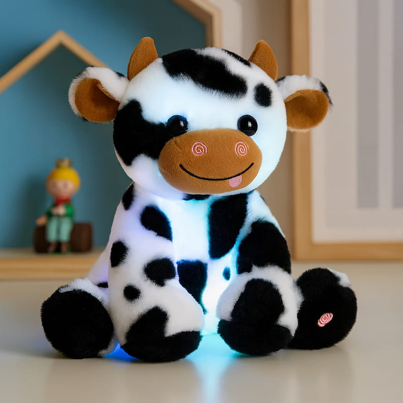 peluche vache LED noir blanc pour chambre