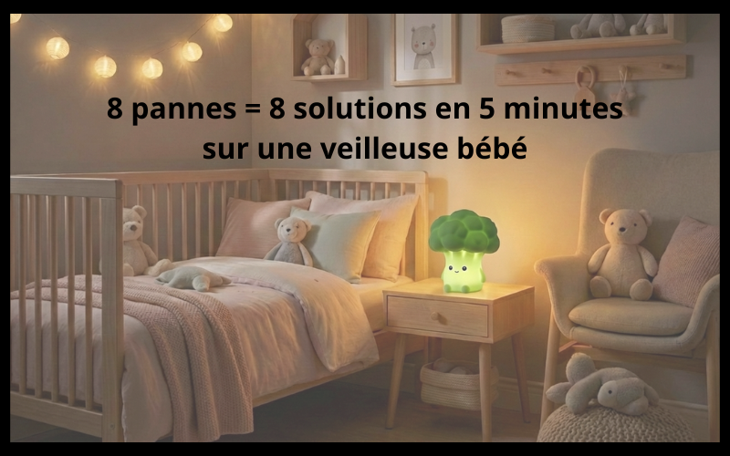 8 pannes = 8 solutions en 5 minutes sur une veilleuse bébé