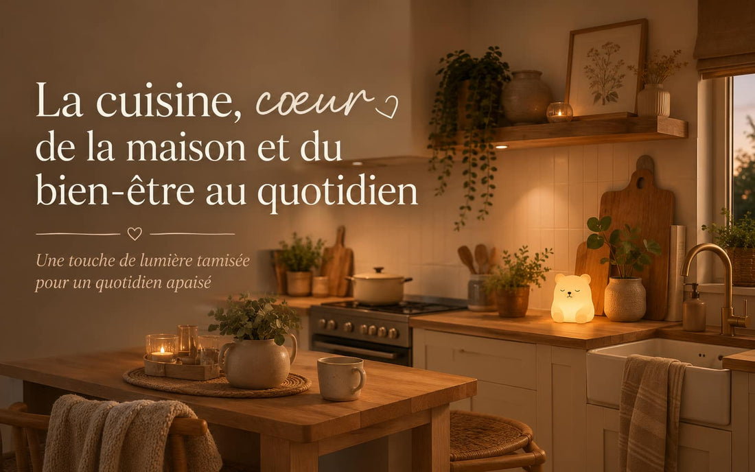 Cuisine chaleureuse, lumière apaisée