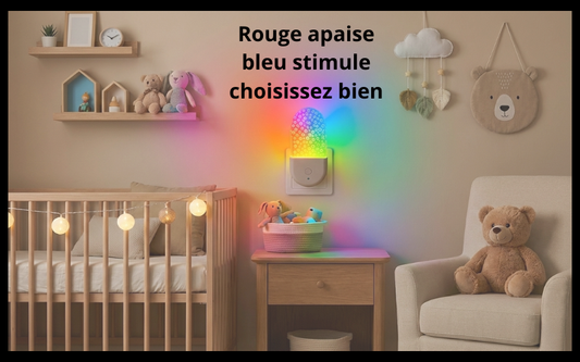 Veilleuse multicolore bébé : rouge OK, bleu -50% sommeil