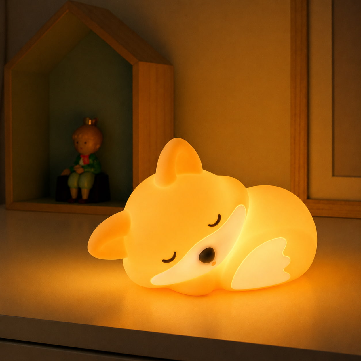 veilleuse renard bébé silicone LED douce