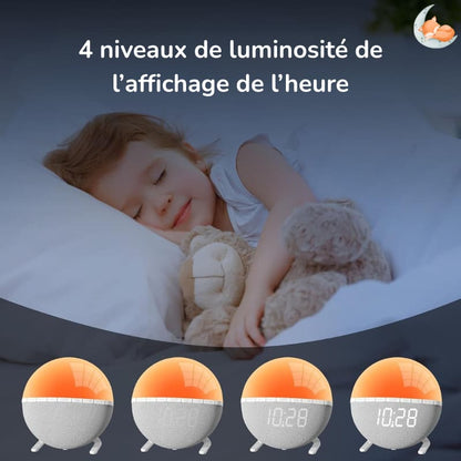 Réveil lumineux avec simulation d’aube, intensité progressive