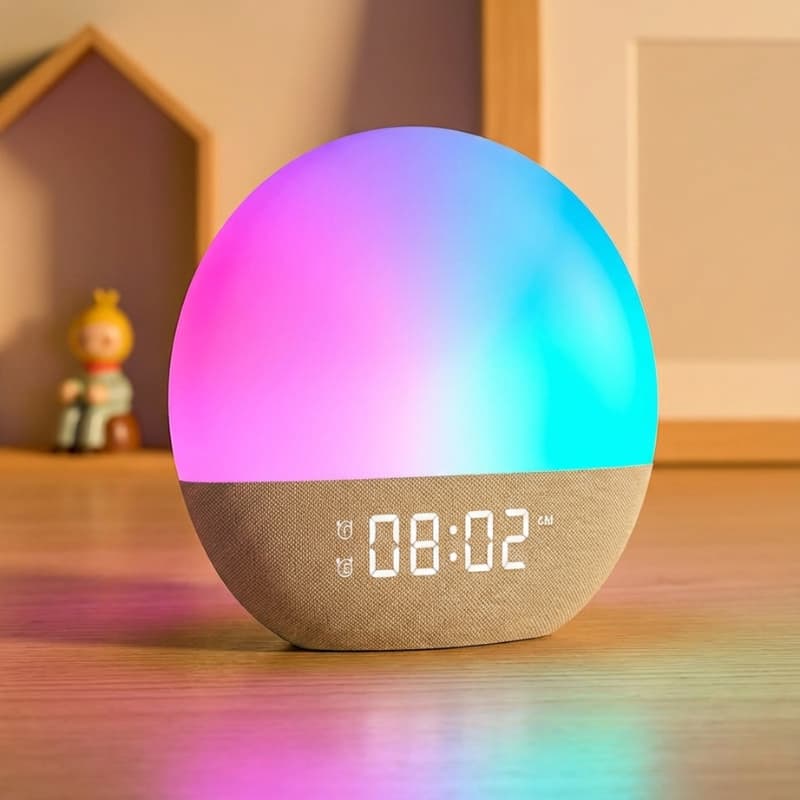 AUYLE Réveil Simulateur D'aube Avec Lampe RGB Et 30 Sons - Réveil Lumineux, Veilleuse, Bluetooth, Pour Enfants Et Adultes - 3