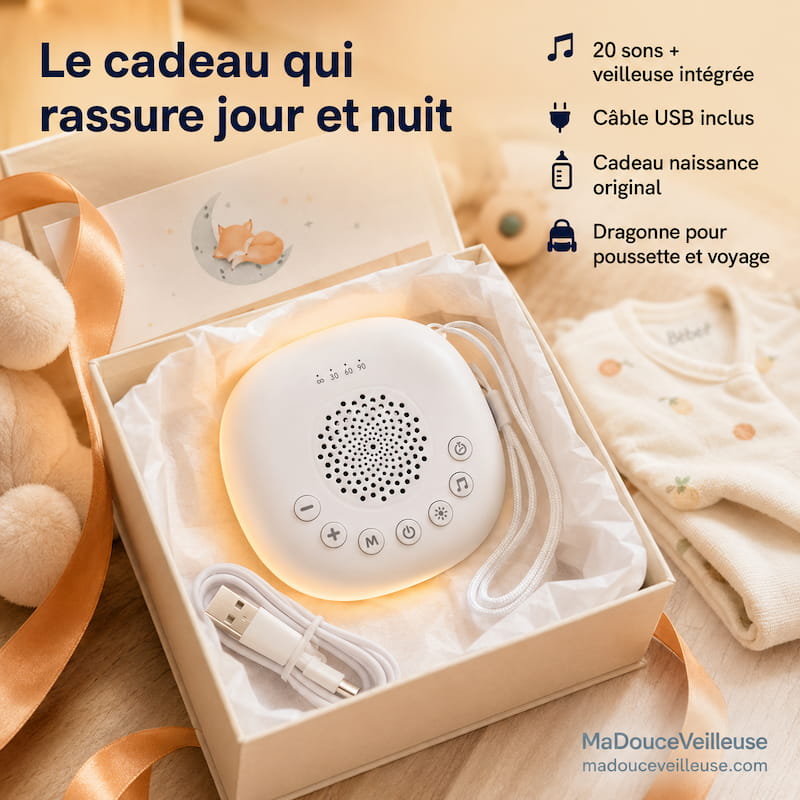 Veilleuse bébé Bruit Blanc 20 Sons avec minuteur - NoisyBox