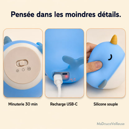Veilleuse&nbsp;Narval en Silicone