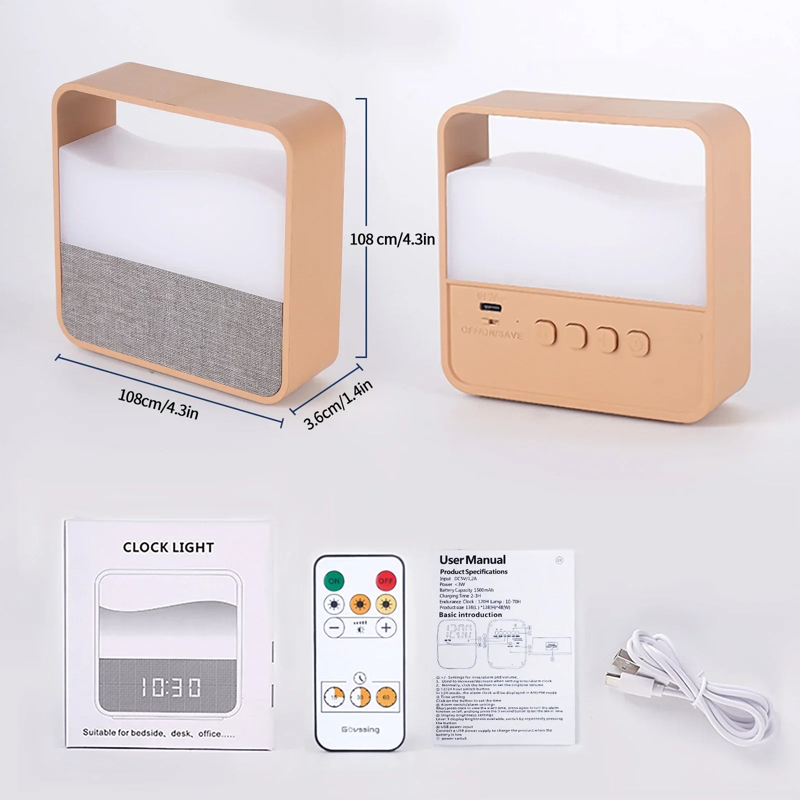 Dimensions reveil UrbanRise – 10.8cm x 10.8cm