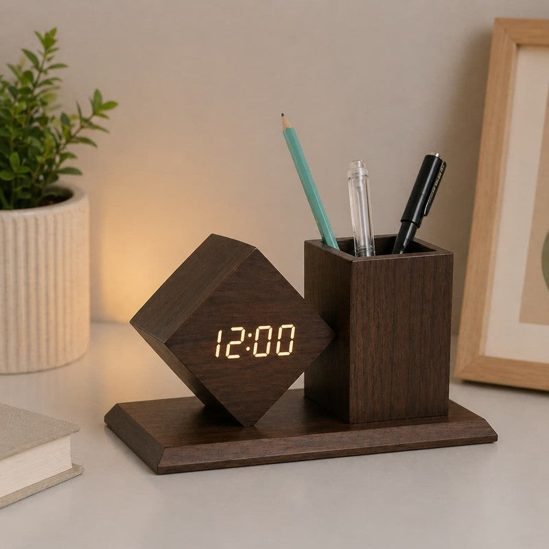 Horloge LED bois MDF bureau adulte veilleuse MaDouceVeilleuse