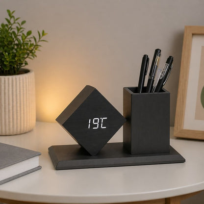 Porte stylos horloge design moderne home office MaDouceVeilleuse