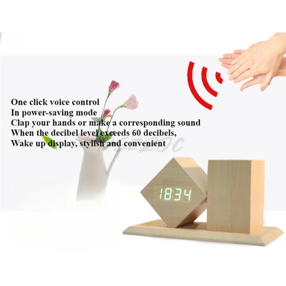 Horloge bureau bois double alimentation USB piles MaDouceVeilleuse