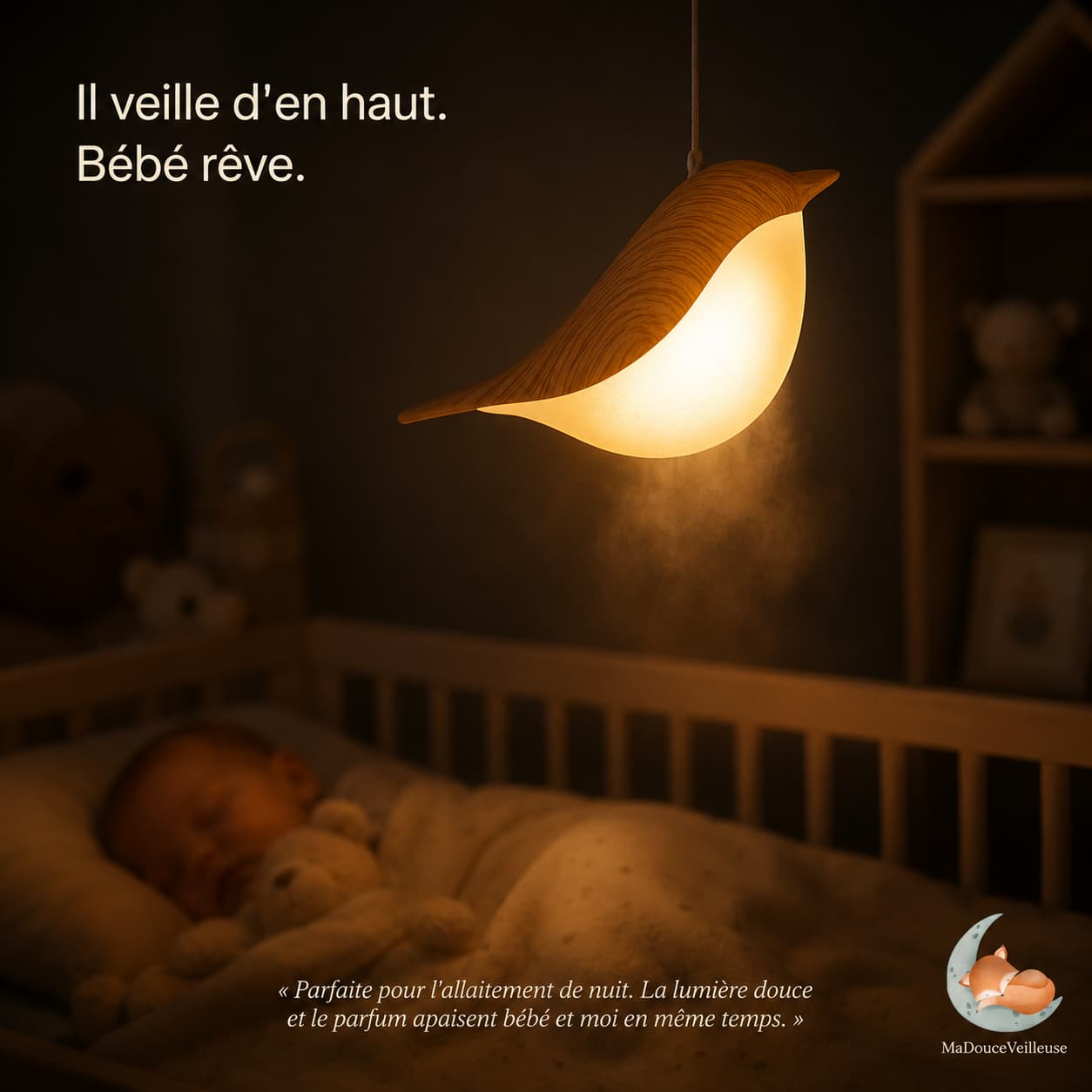 veilleuse oiseau rechargeable et tactile