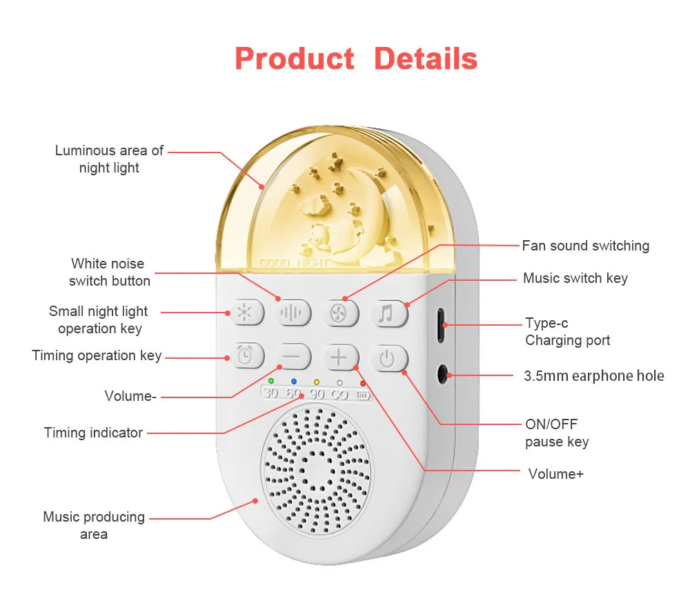 Machine bruit blanc rechargeable USB veilleuse nuit bebe MaDouceVeilleuse