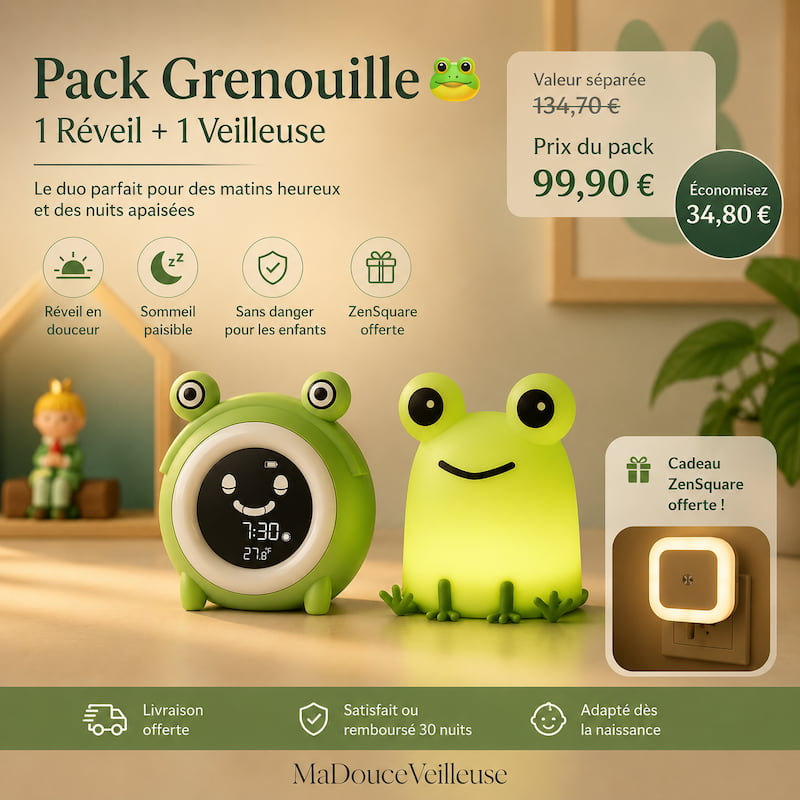 Pack Grenouille | 1 Réveil + 1 Veilleuse 🐸