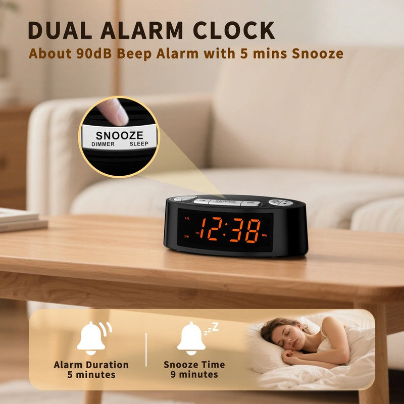 Affichage LED orange reglable radio reveil SnoozeRise MaDouceVeilleuse