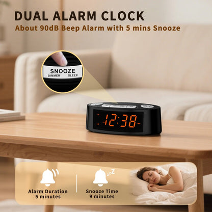 Affichage LED orange reglable radio reveil SnoozeRise MaDouceVeilleuse