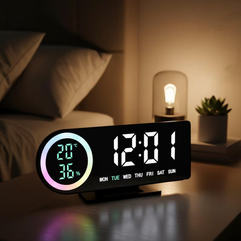 Reveil numerique LED bureau double alarme lumiere coloree MaDouceVeilleuse