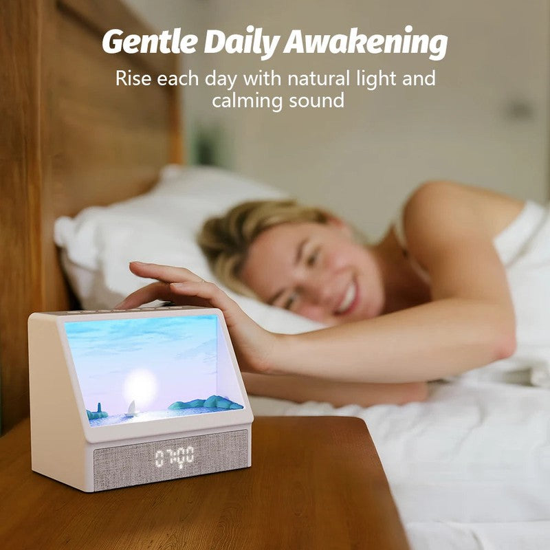 Simulation progressive lever de soleil reveil DawnRise chambre adulte MaDouceVeilleuse