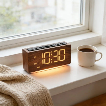 Reveil bois design chambre veilleuse integree MaDouceVeilleuse