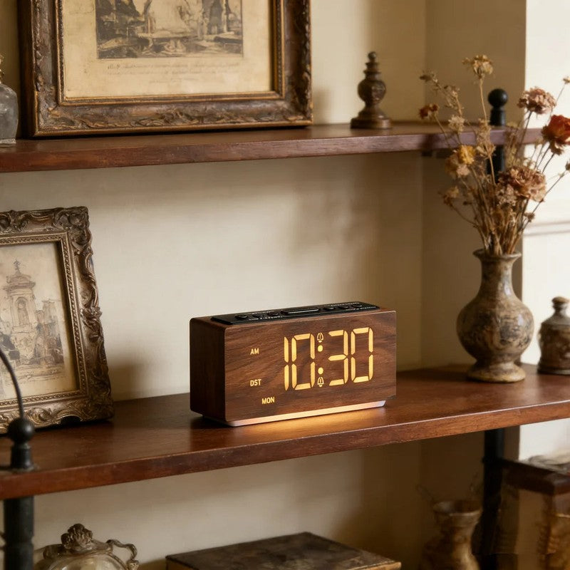 WoodGlowRise deux alarmes reveil LED bois MaDouceVeilleuse