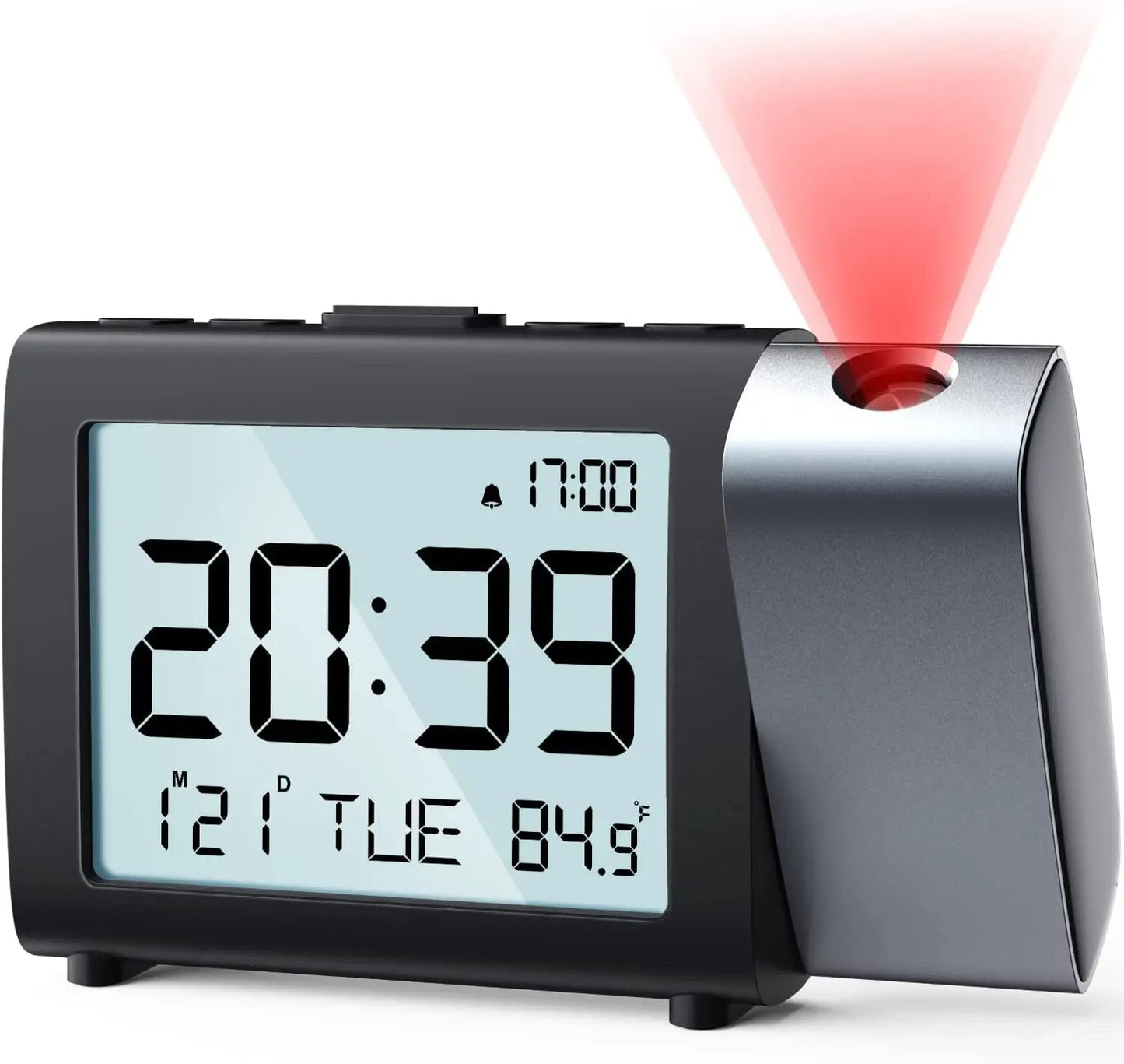 Reveil projecteur digital piles BeamRise noir LCD MaDouceVeilleuse