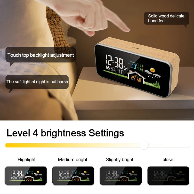 Station meteo bois ecran LED thermometre hygrometre MaDouceVeilleuse