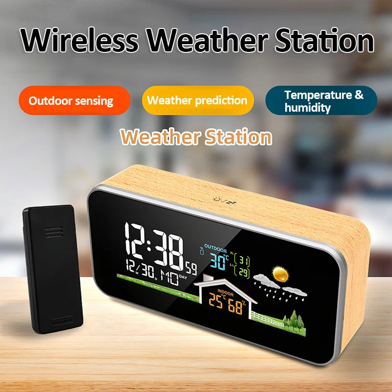 Reveil radio station meteo bois WoodWeatherRise MaDouceVeilleuse