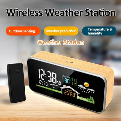 Reveil radio station meteo bois WoodWeatherRise MaDouceVeilleuse