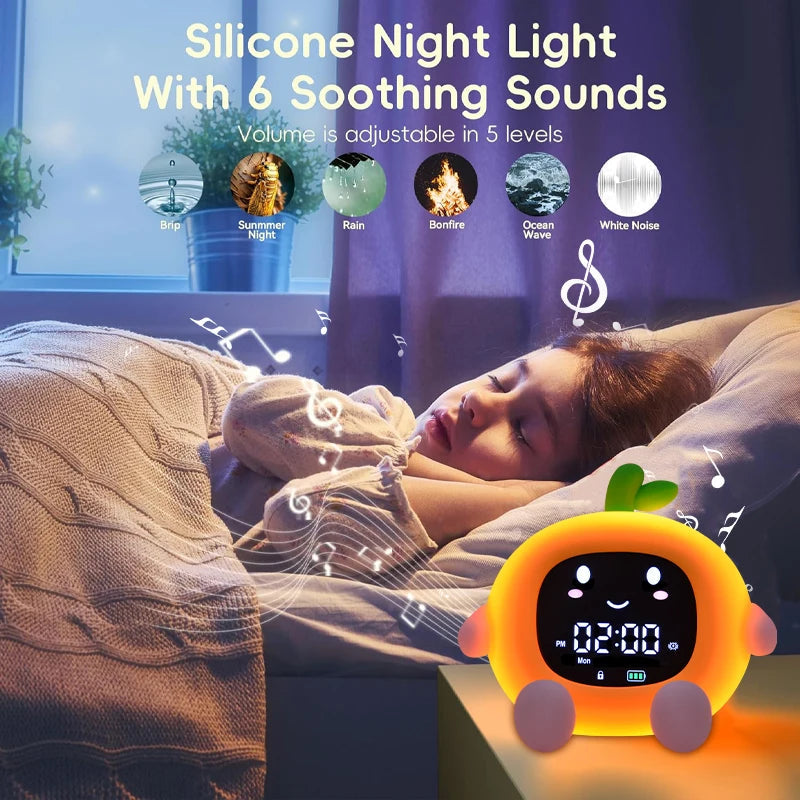 Veilleuse reveil fruit orange lumiere douce chambre enfant MaDouceVeilleuse
